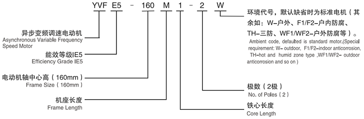 YVFE5系列高效变频调速三相异步电动机型号说明